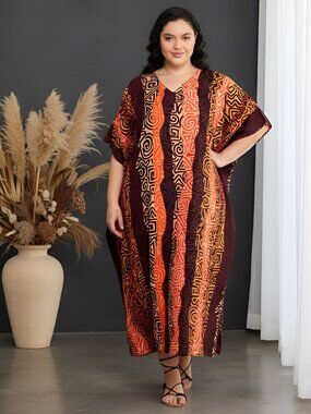 Gypsie Blu Summer Wear Plus Size Polyester Caftan Dress Stylish Maxi Mumu Dress